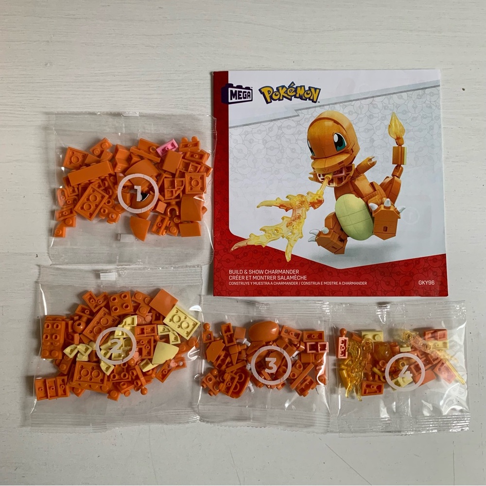 MEGA Pokemon 4” Charmander Building Set GKY96 Sealed Bags & Instructions No Box